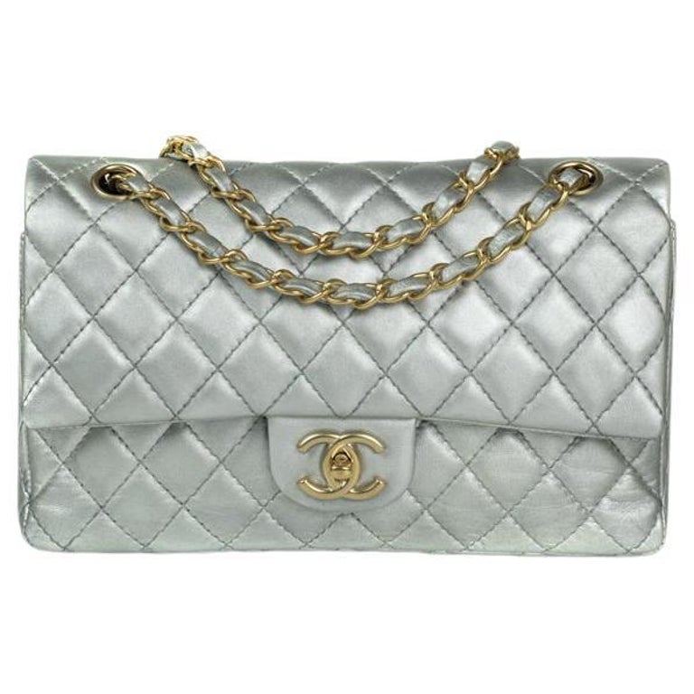 CHANEL, Timeless Medium in silver leather at 1stDibs