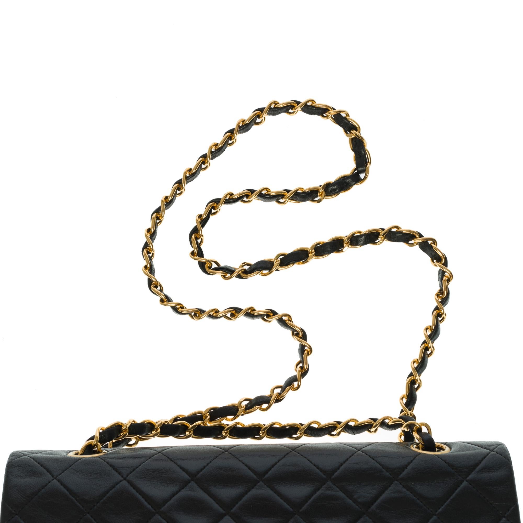 Women's Chanel Timeless Medium Shoulder bag in black quilted lambskin and gold hardware