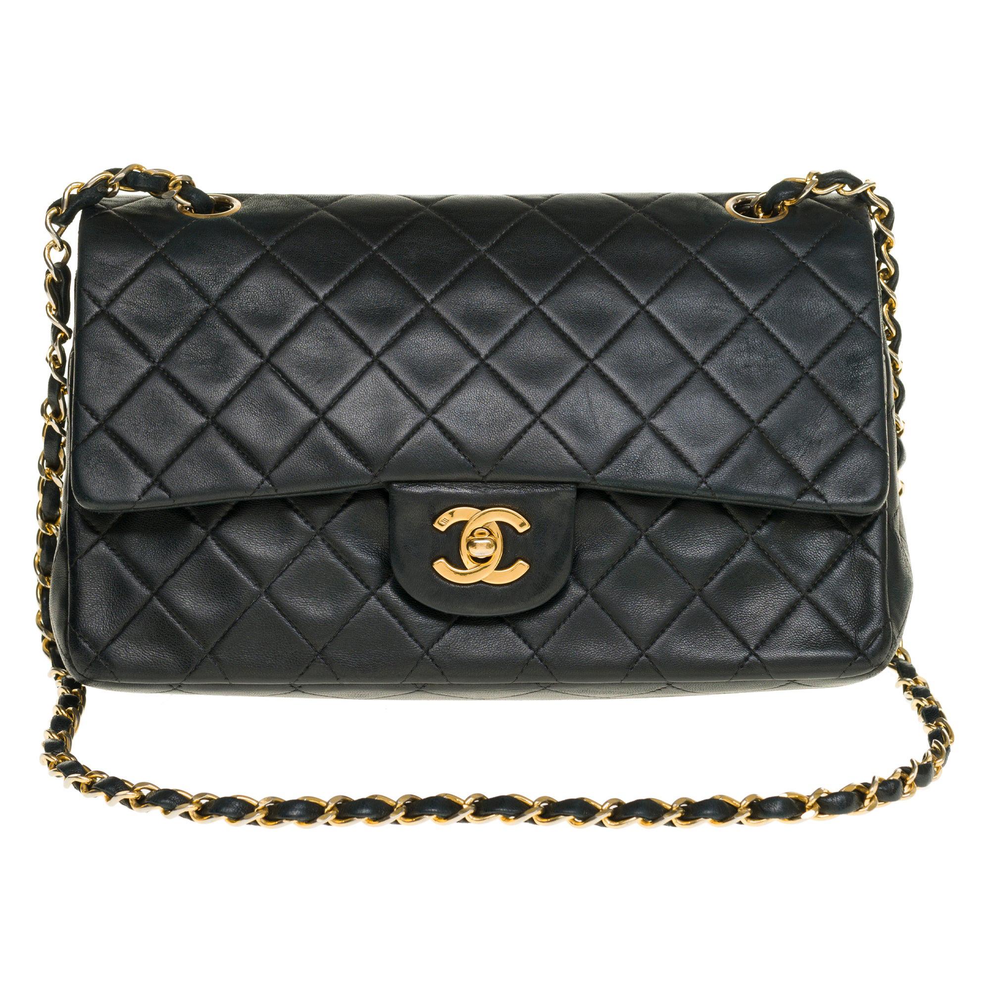 Chanel Timeless Medium Shoulder bag in black quilted leather and gold