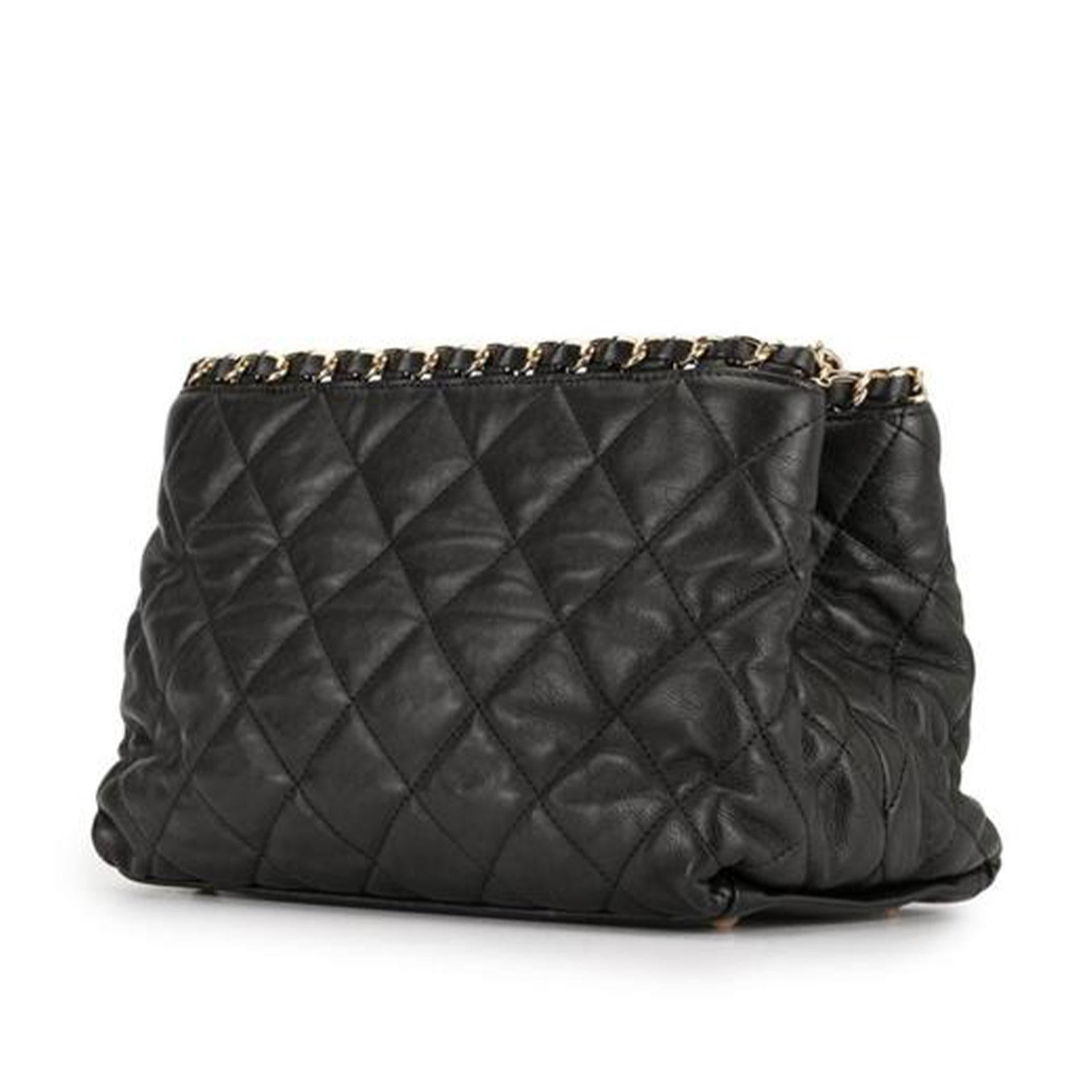 Chanel Timeless Mini Chain Around Shopper Caviar Gst Gold Hardware Black Bag For Sale 2