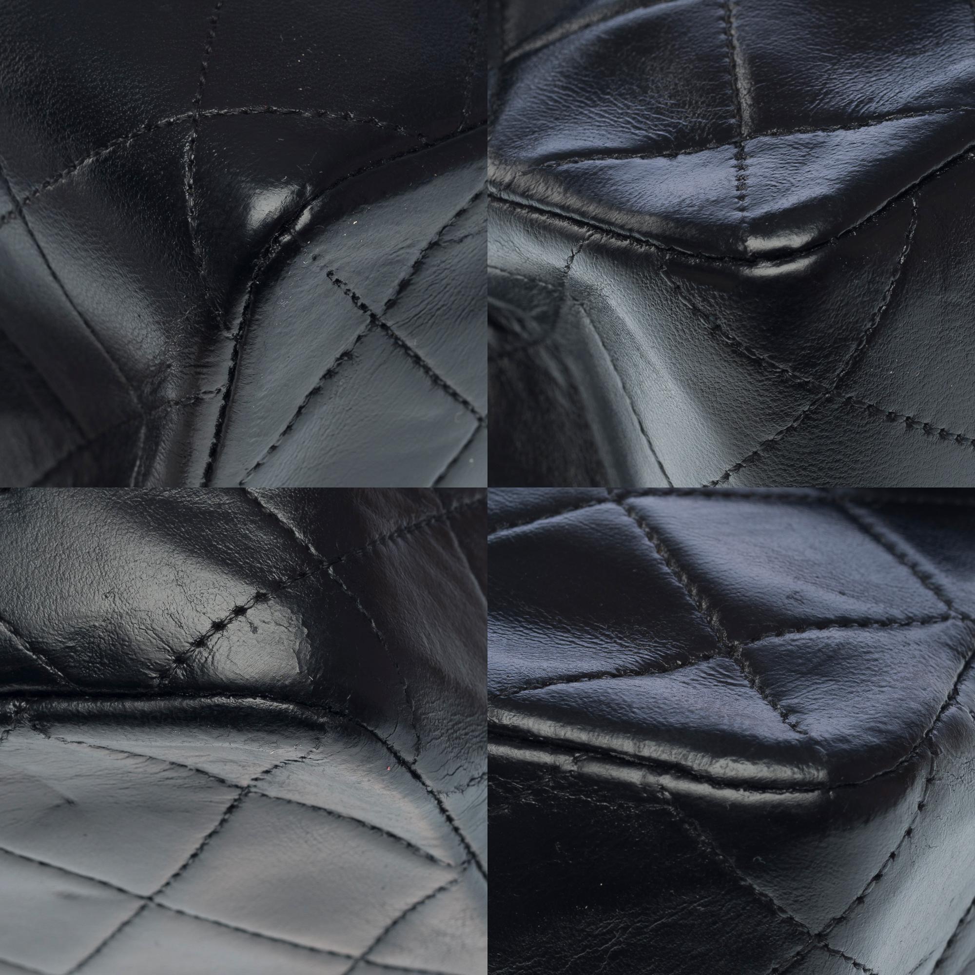 Chanel Timeless Mini shoulder Flap bag in black quilted lambskin leather , GHW 6