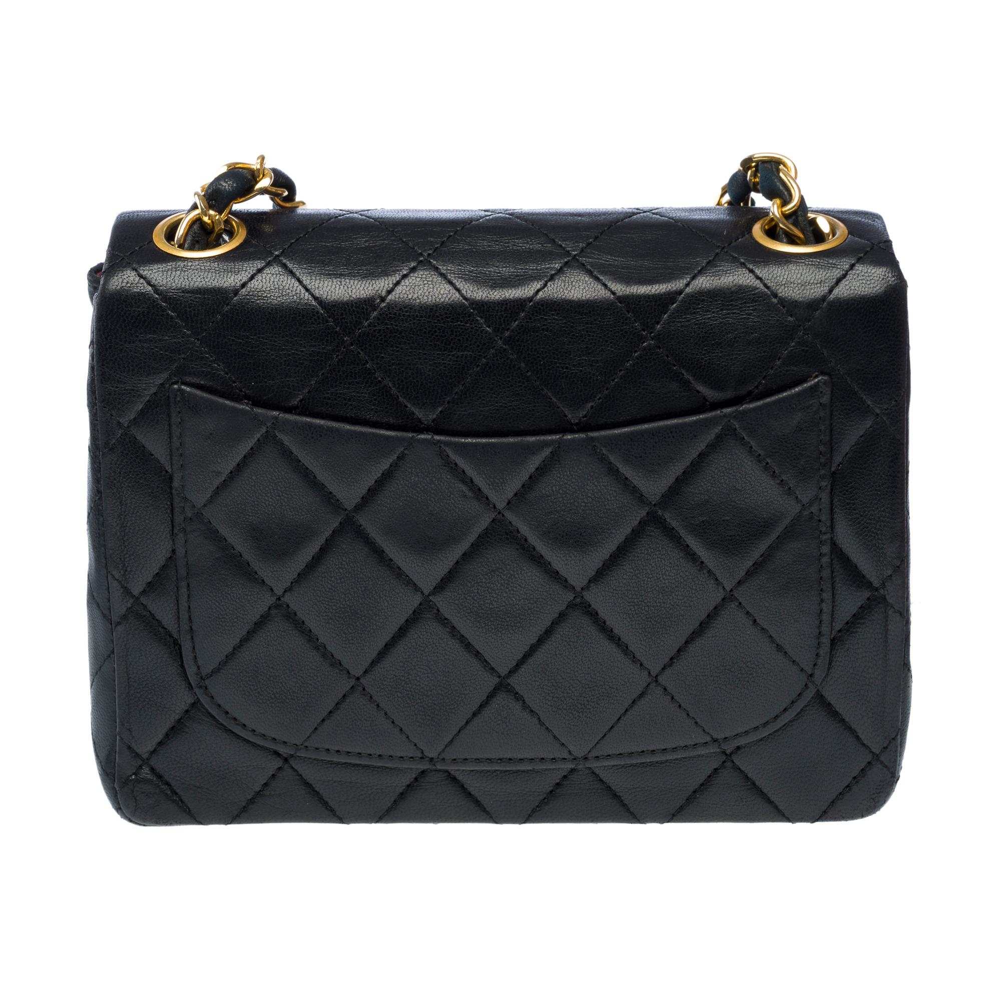 Borsa Chanel Timeless Mini con patta a tracolla in pelle di agnello trapuntata nera , GHW In condizioni buone in vendita a Paris, IDF