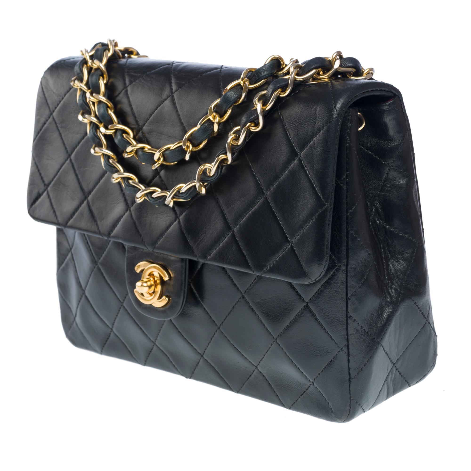 Chanel Timeless Mini shoulder Flap bag in black quilted lambskin leather , GHW In Good Condition In Paris, IDF