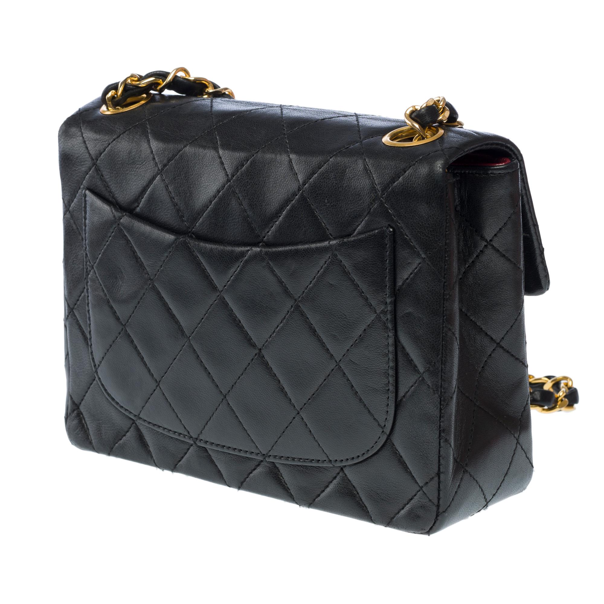 Borsa Chanel Timeless Mini con patta a tracolla in pelle di agnello trapuntata nera , GHW in vendita 1