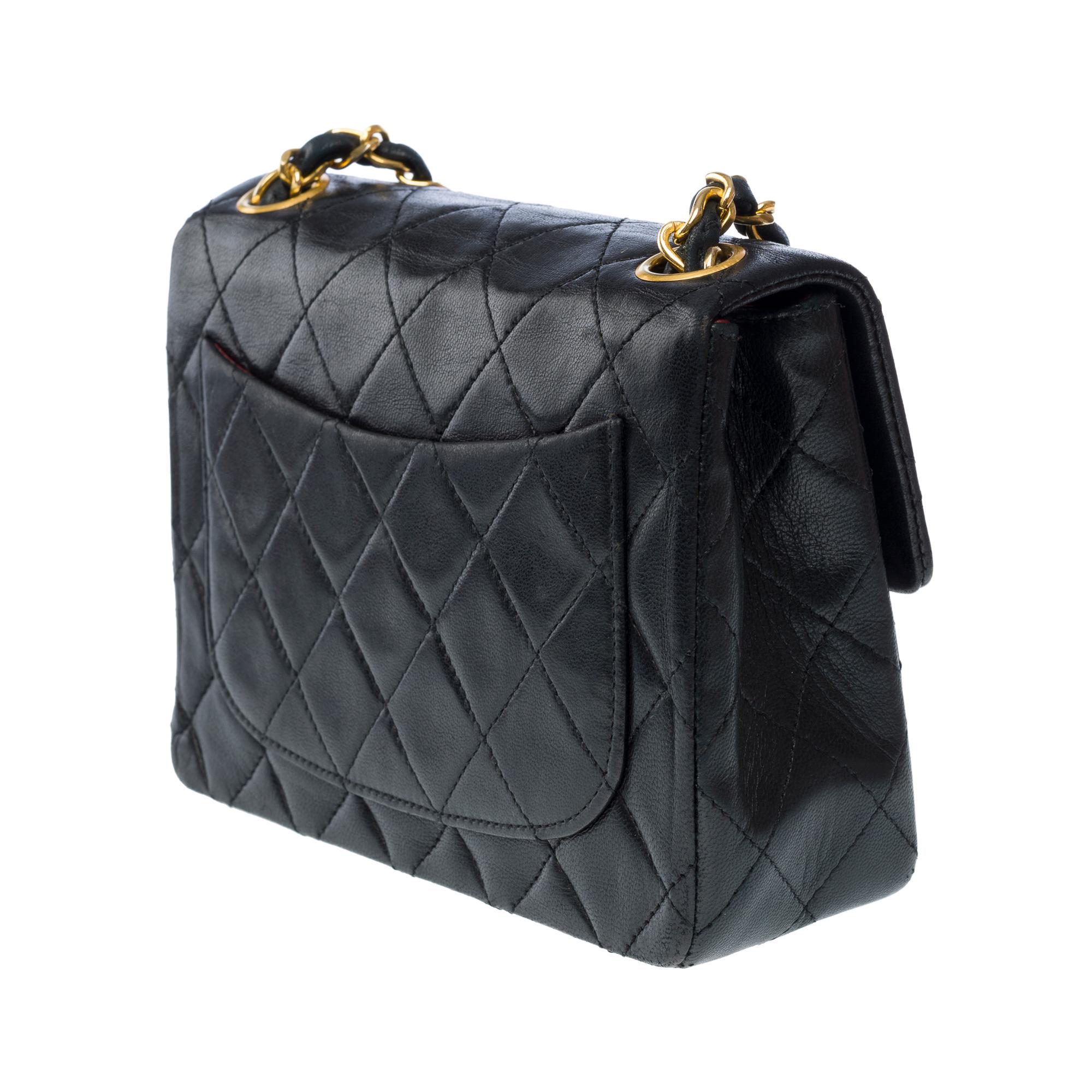 Borsa Chanel Timeless Mini con patta a tracolla in pelle di agnello trapuntata nera , GHW in vendita 1