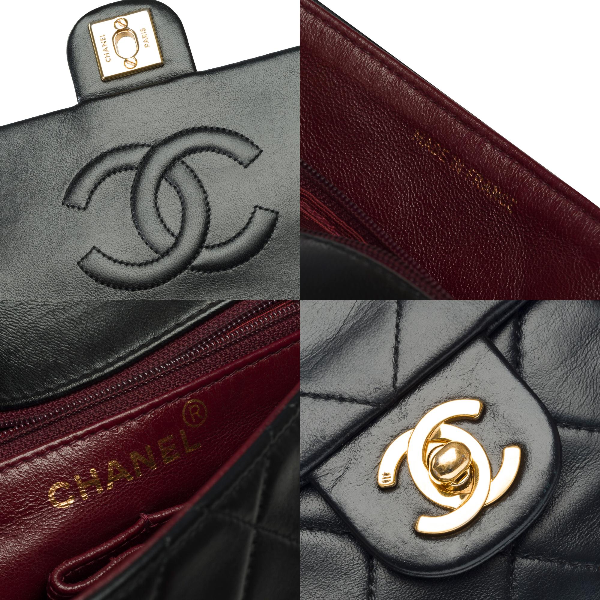 Chanel Timeless Mini shoulder Flap bag in black quilted lambskin leather , GHW 1