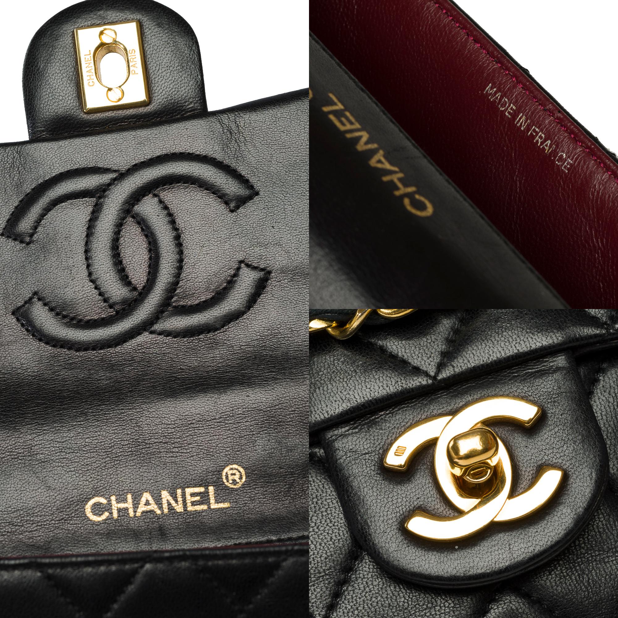 Borsa Chanel Timeless Mini con patta a tracolla in pelle di agnello trapuntata nera , GHW in vendita 2
