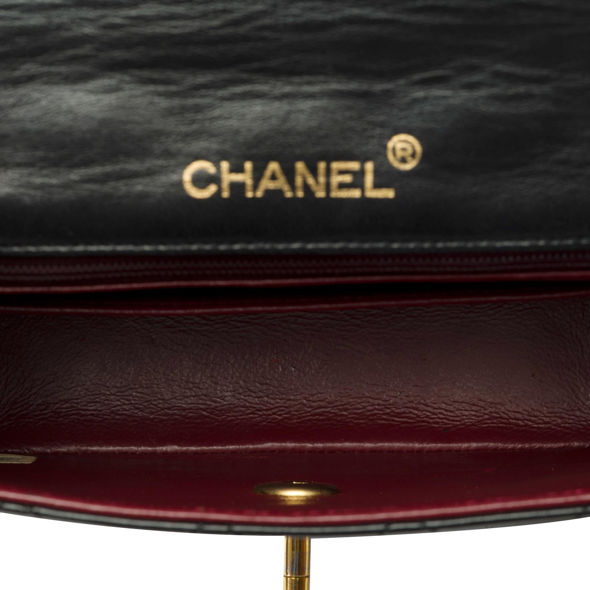 Borsa Chanel Timeless Mini con patta a tracolla in pelle di agnello trapuntata nera , GHW in vendita 4