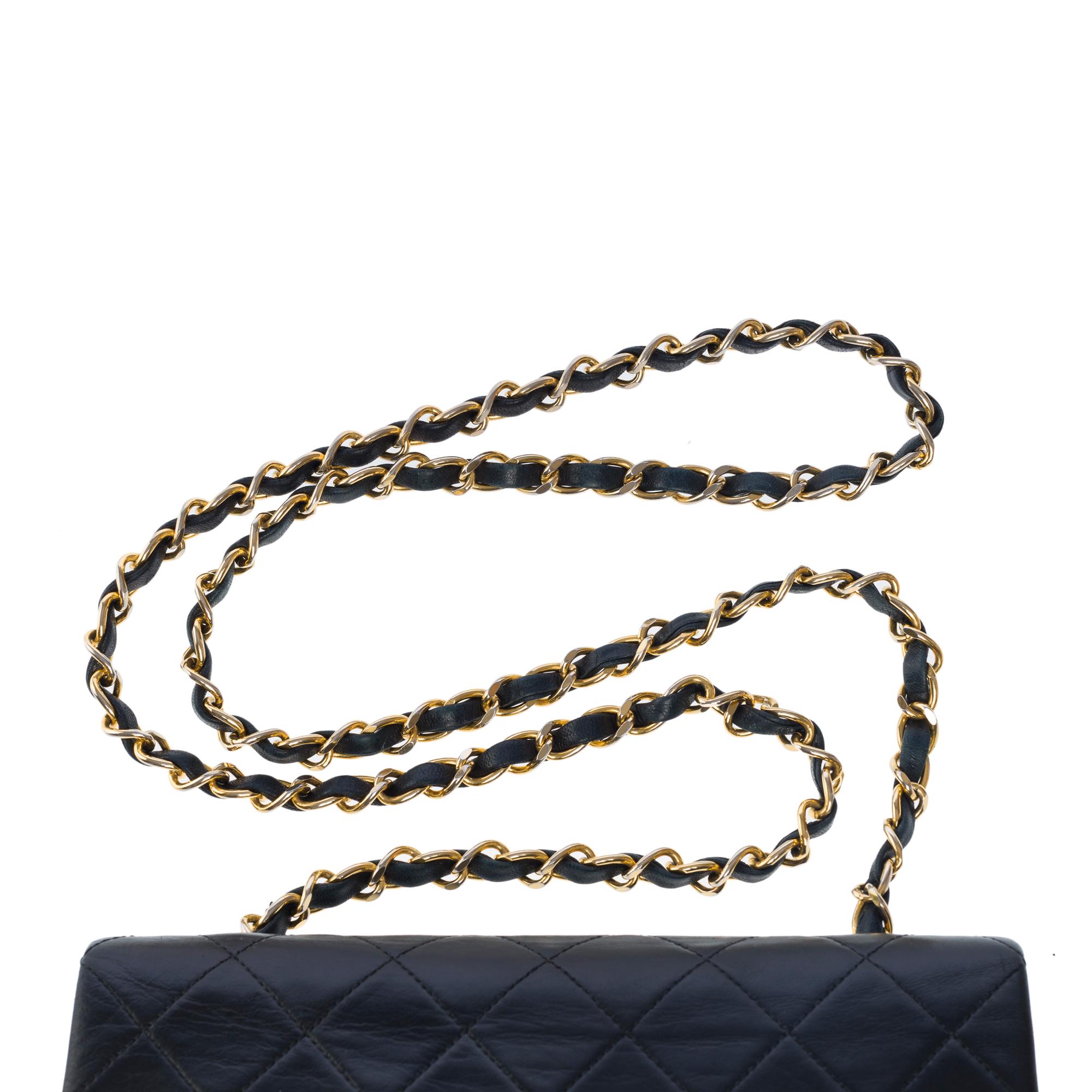 Chanel Timeless Mini shoulder Flap bag in black quilted lambskin leather , GHW 4