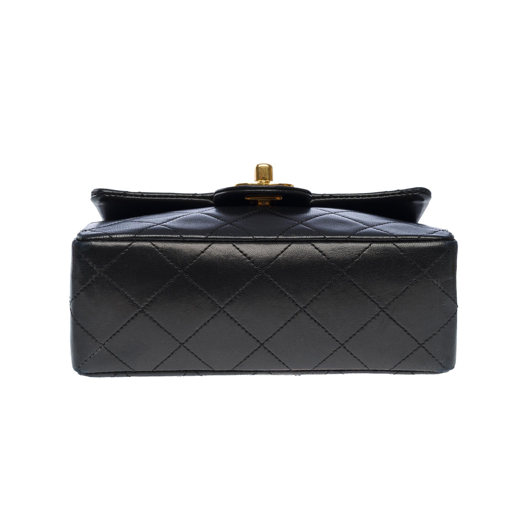 Chanel Timeless Mini Square shoulder Flap bag in black quilted lambskin, GHW 6