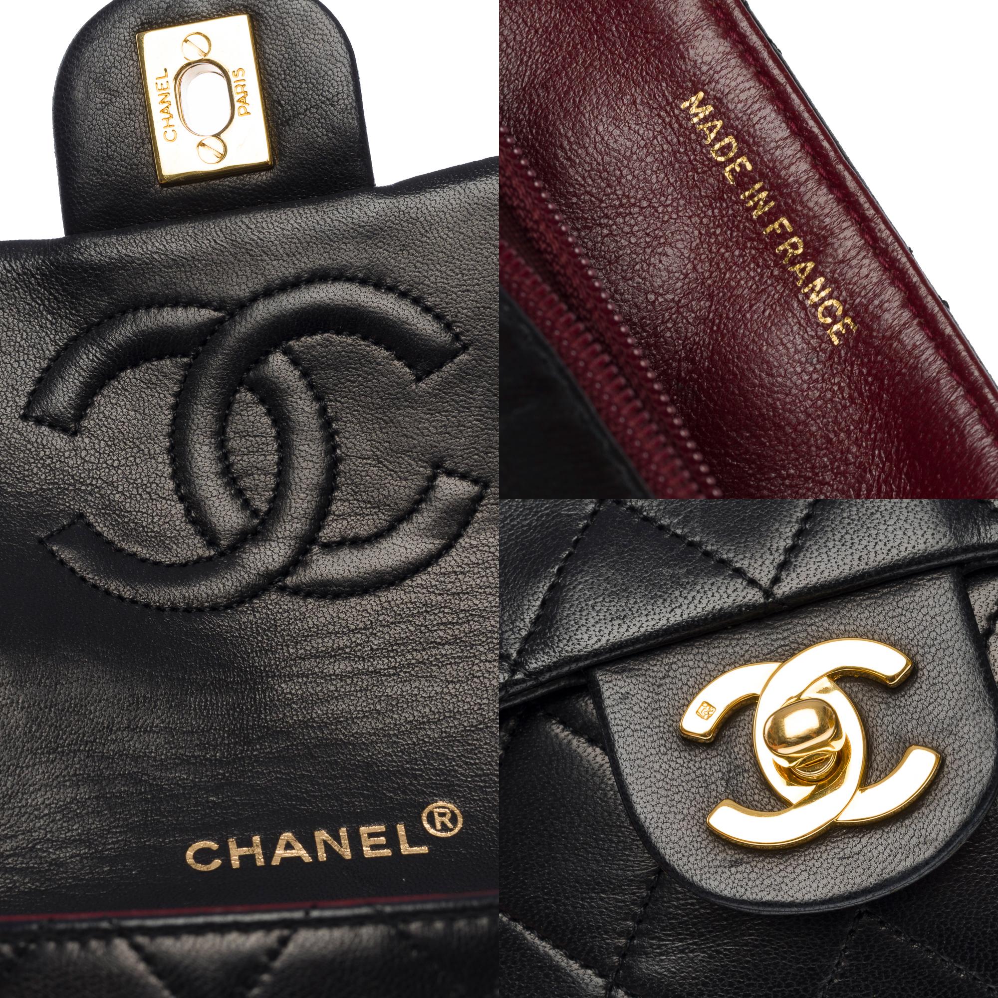Chanel Timeless Mini Square shoulder Flap bag in black quilted lambskin, GHW 2