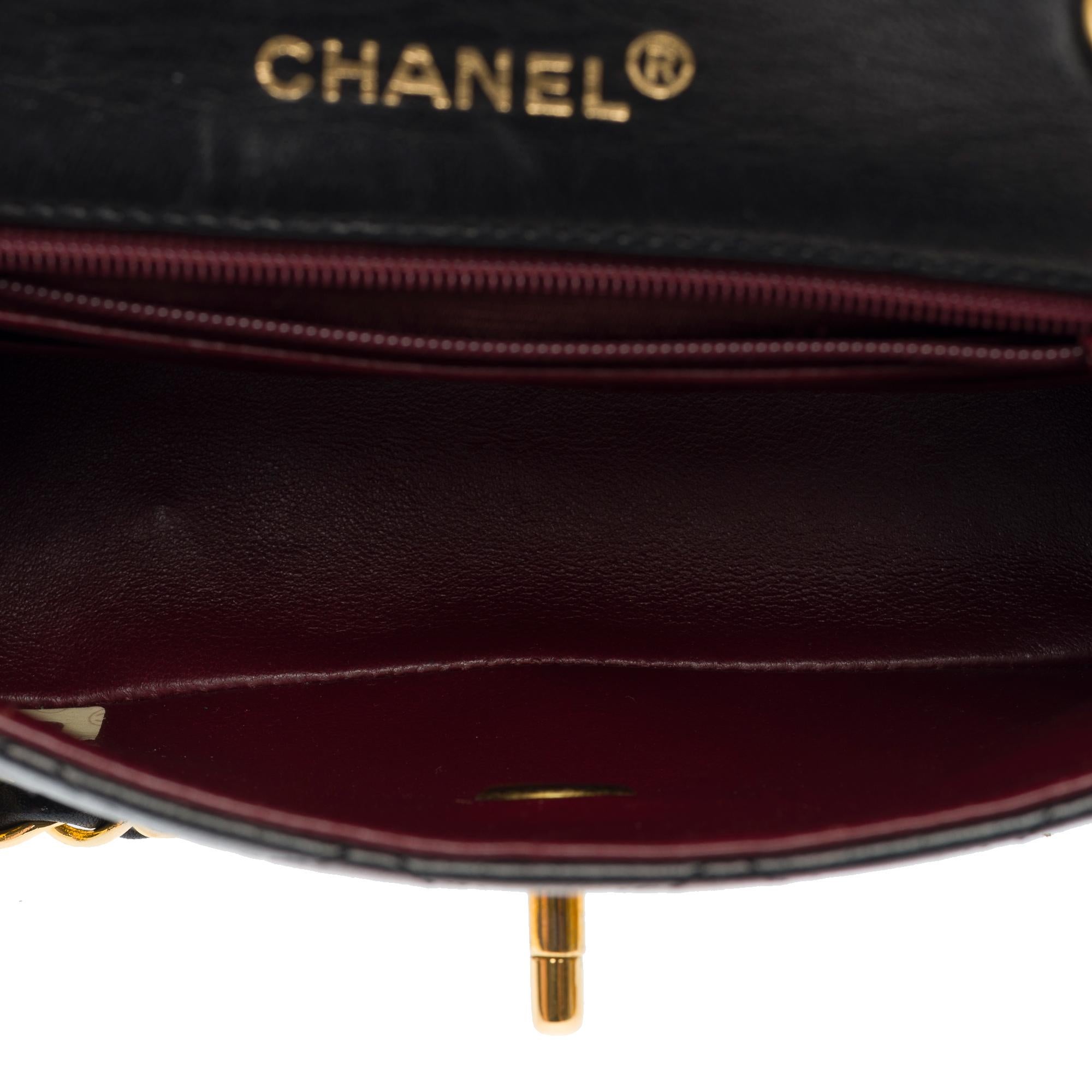 Chanel Timeless Mini Square shoulder Flap bag in black quilted lambskin, GHW 4