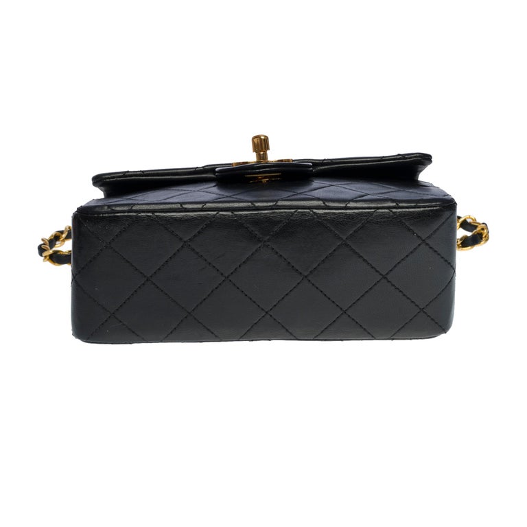 Chanel Timeless Mini Square shoulder Flap bag in black quilted lambskin,  GHW at 1stDibs