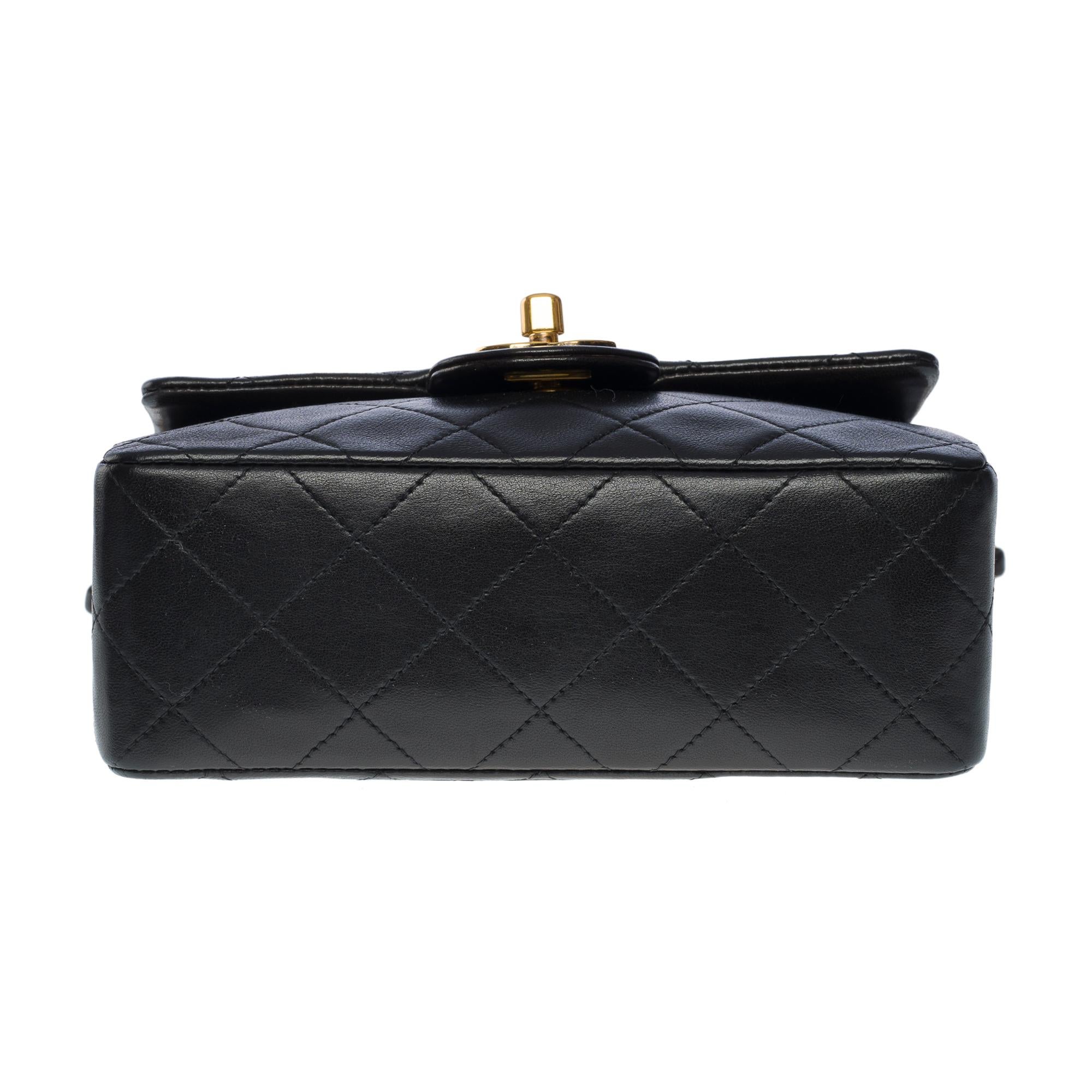 Chanel Timeless Mini Square shoulder Flap bag in black quilted lambskin, GHW 6