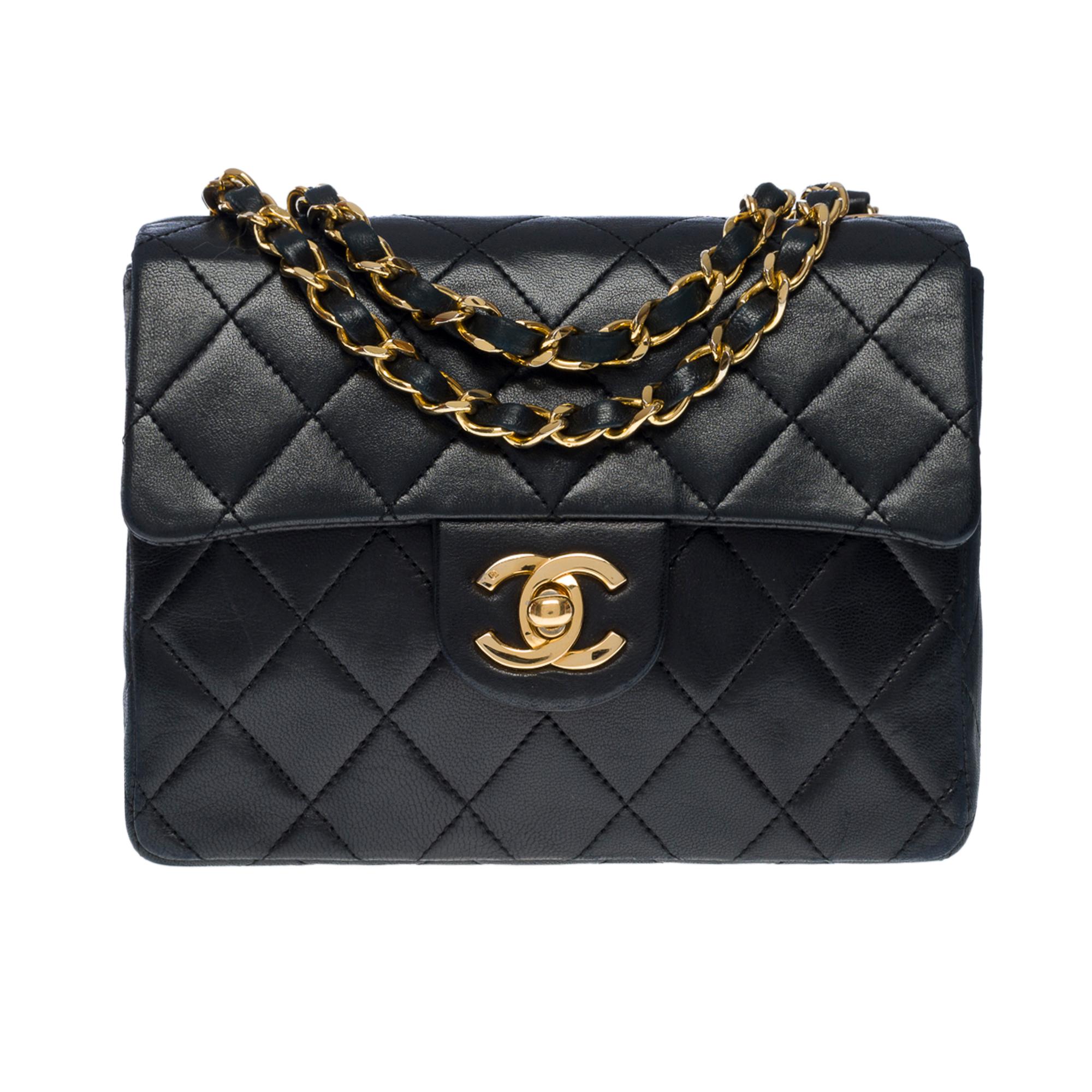 Borsa Chanel Timeless Mini Square in pelle d agnello trapuntata nera GHW