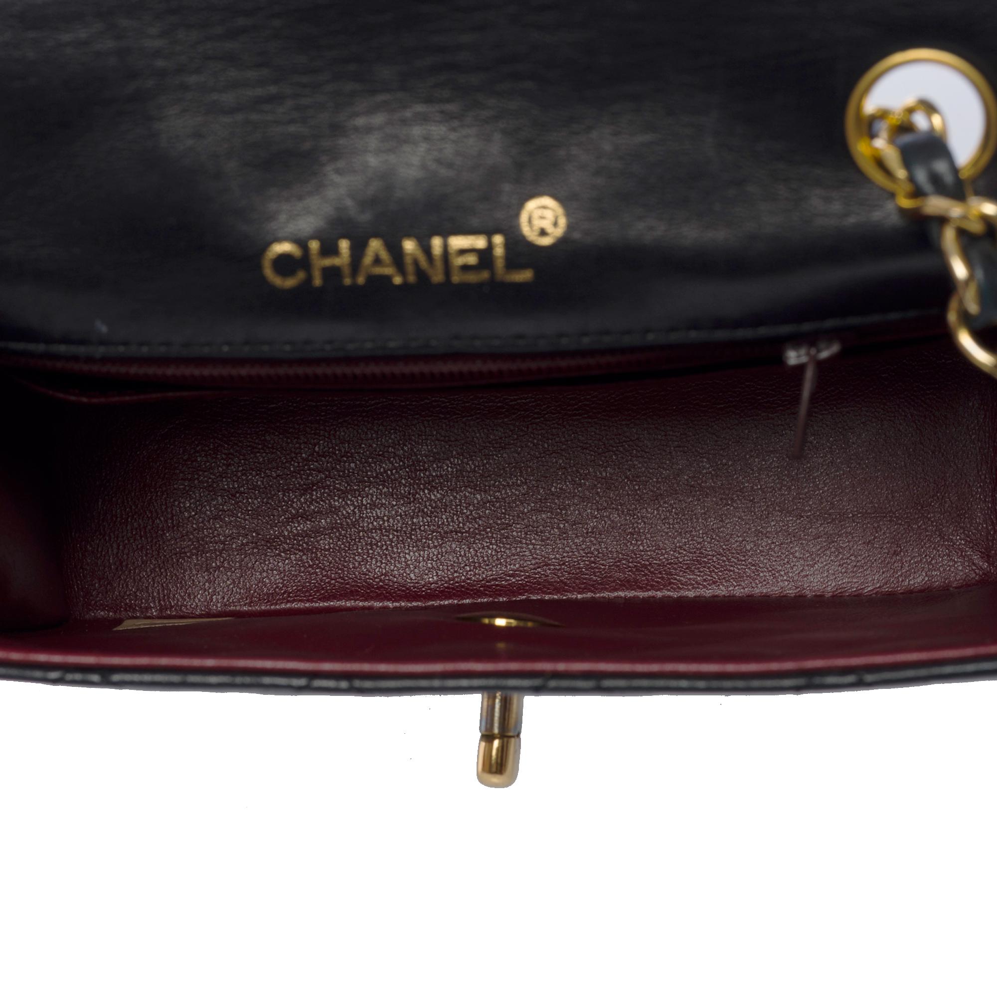 Chanel Timeless Mini Square shoulder Flap bag in black quilted lambskin, GHW 3