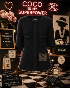 CHANEL Timeless Minimalist Black Tweed Jacket 38 FR