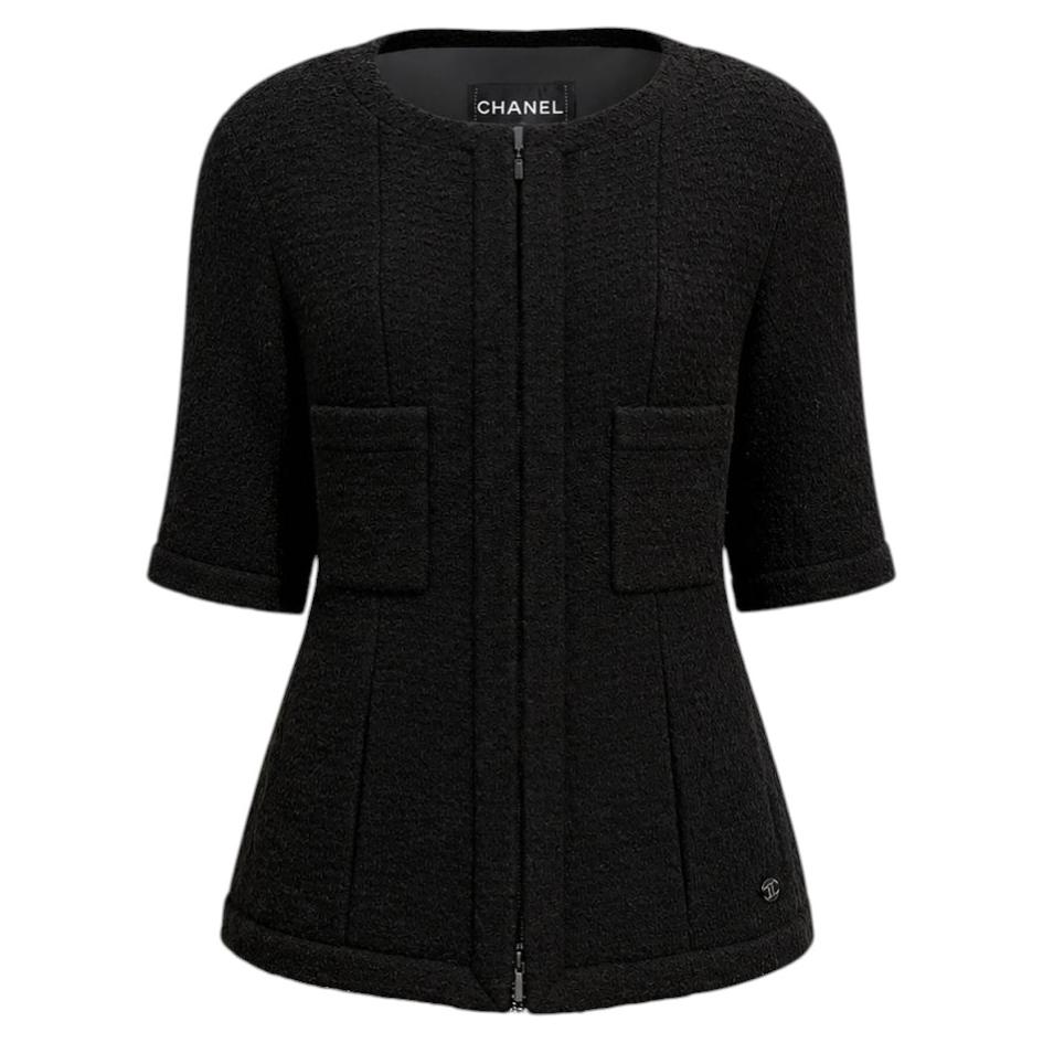 CHANEL Timeless Minimalist Black Tweed Jacket 38 FR