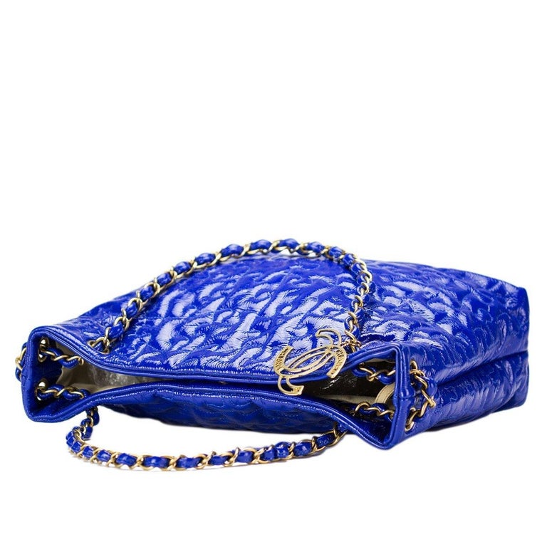 Chanel Timeless Puzzle Blue Patent Leather Tote at 1stDibs