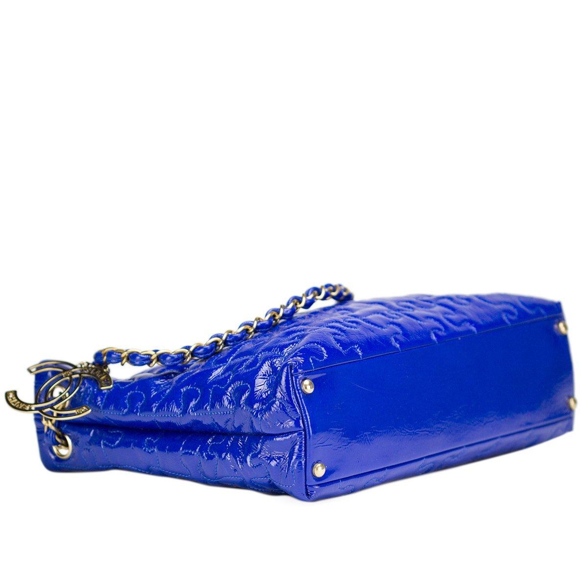 Chanel Zeitloses Puzzle Blaue Lackleder-Tasche 2