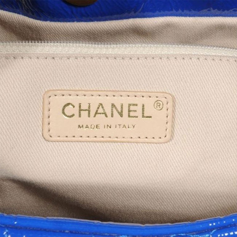 Chanel Timeless Puzzle Blue Patent Leather Tote