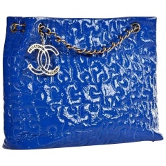 Chanel Timeless Puzzle Blue Patent Leather Tote