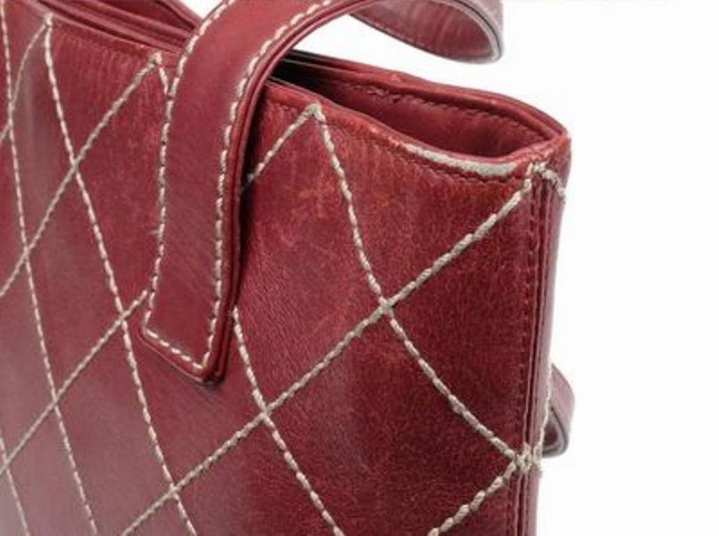 Chanel Timeless Quilted Burgundy Wild Stitch Tote 213524 Bordeaux Shoulder Bag 5