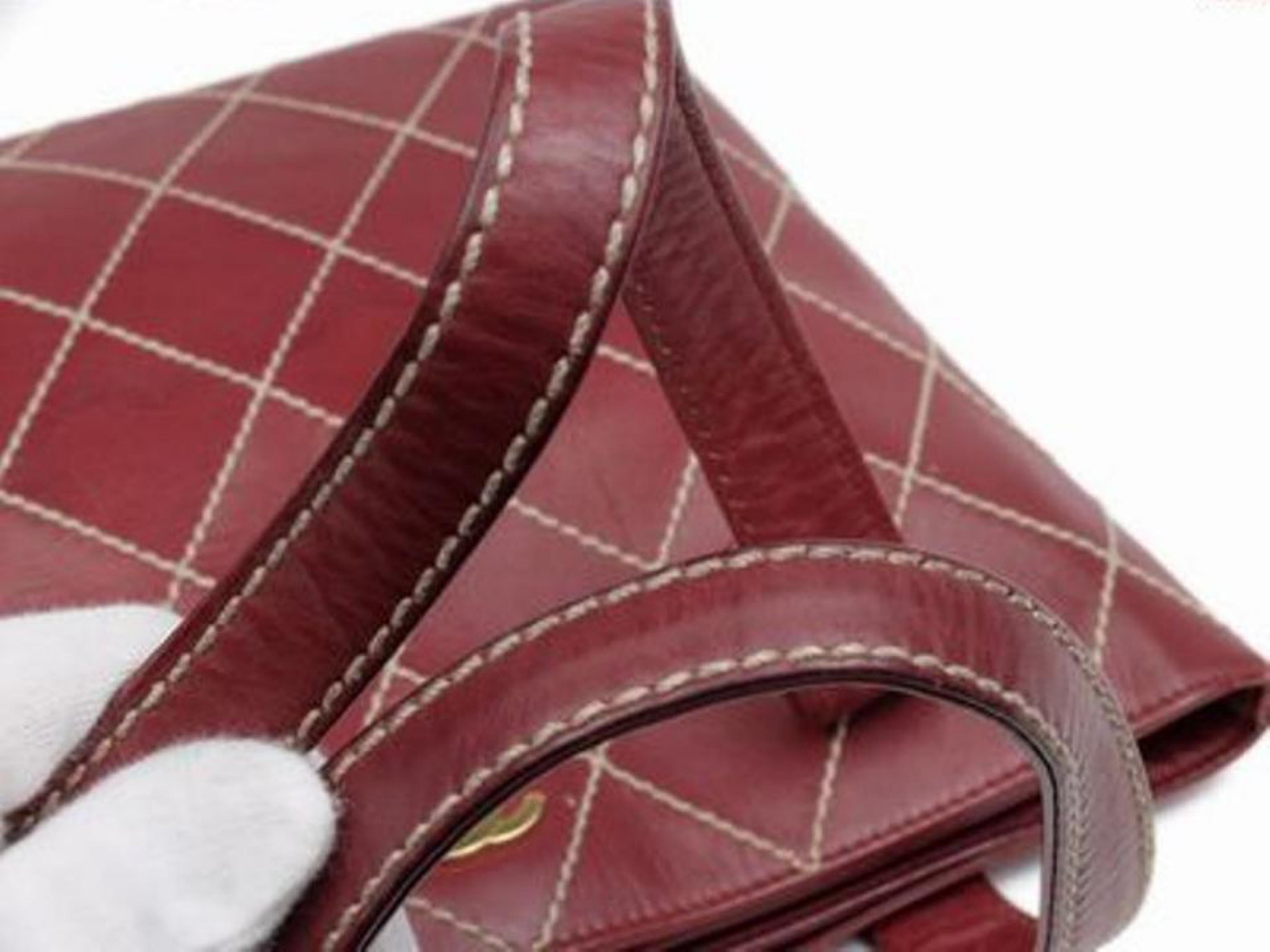 Chanel Timeless Quilted Burgundy Wild Stitch Tote 213524 Bordeaux Shoulder Bag 6