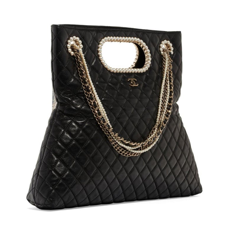 Chanel Timeless Rare Pearl Black Lambskin Shoulder Bag Tote and