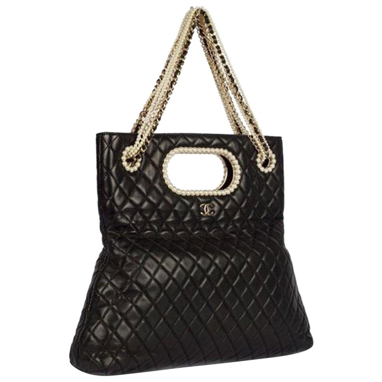 Chanel Timeless Rare Pearl Black Lambskin Shoulder Bag Tote and