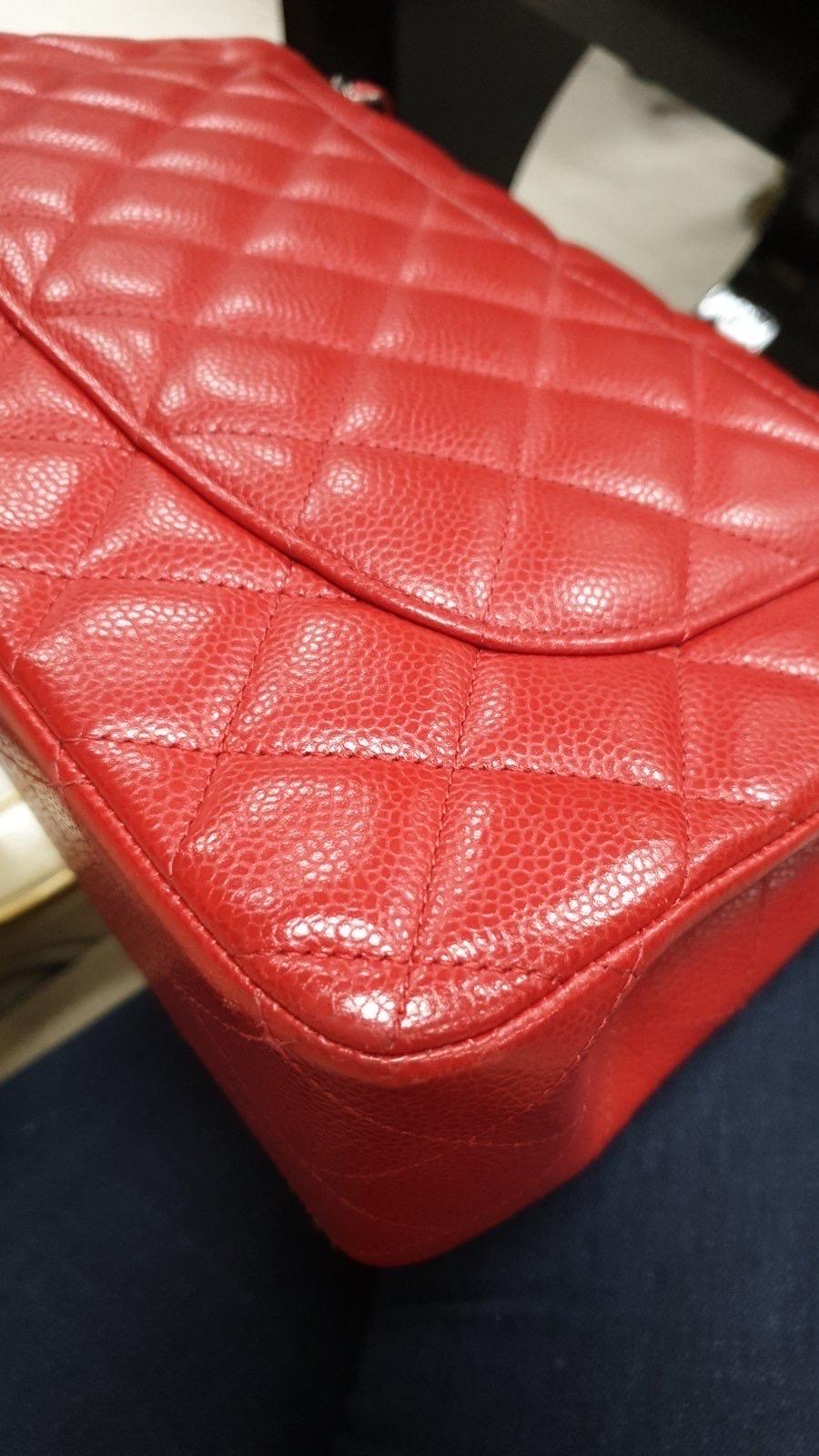 CHANEL Timeless Red Large Double Flap Caviar Crossbody Shoulder Bag For Sale 1
