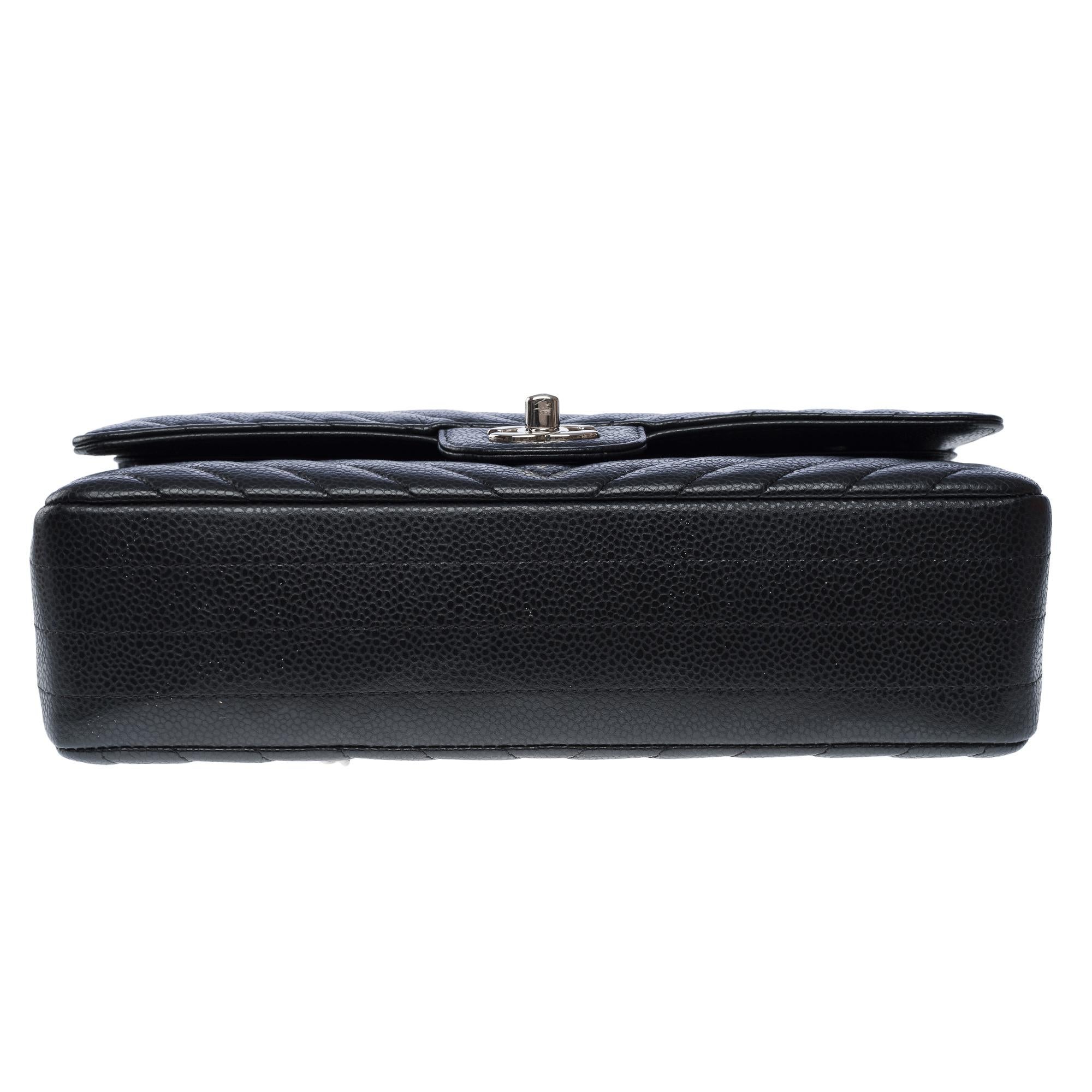 Chanel Timeless shoulder bag in black chevrons quilted caviar leather , PHW For Sale 6