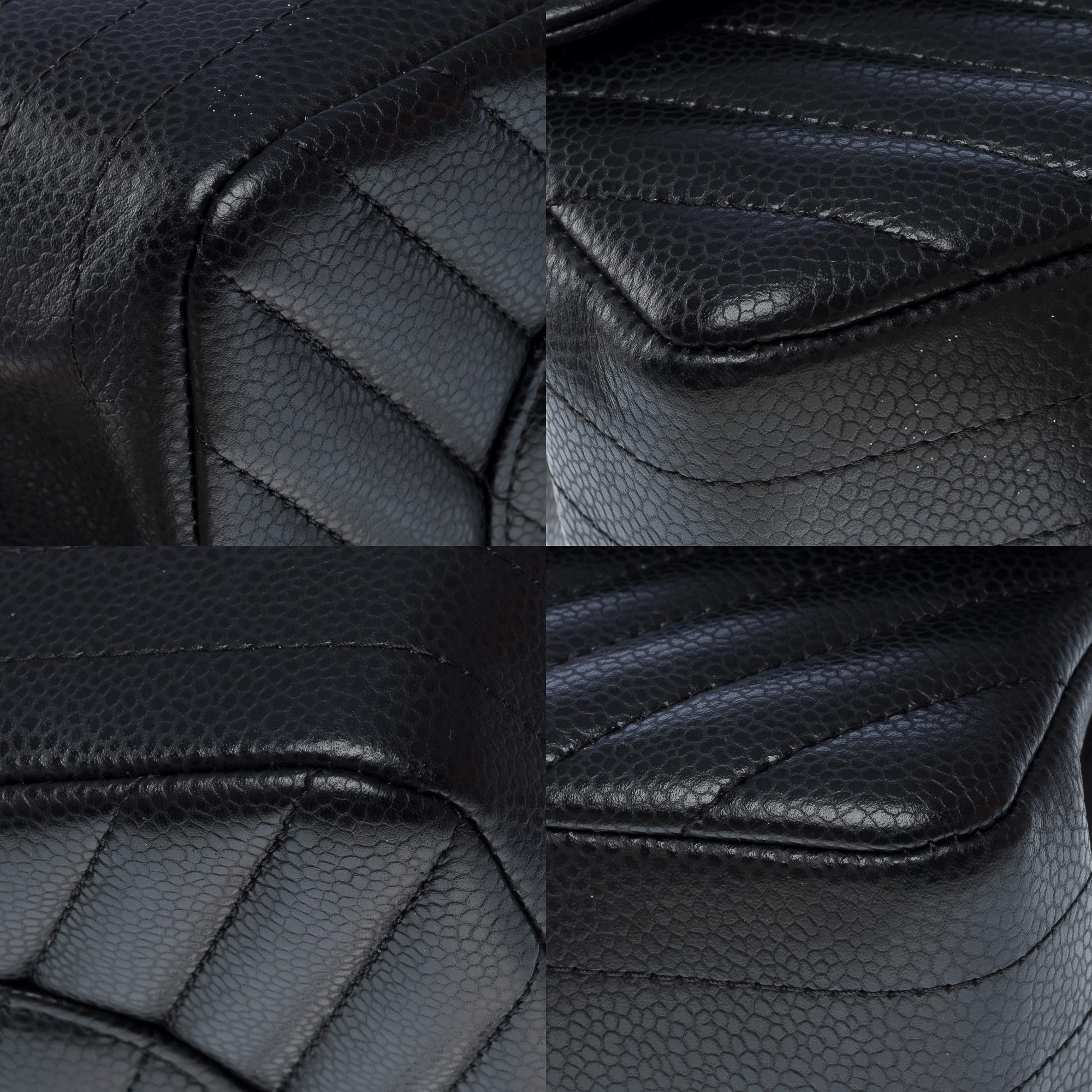 Chanel Timeless shoulder bag in black chevrons quilted caviar leather , PHW For Sale 7