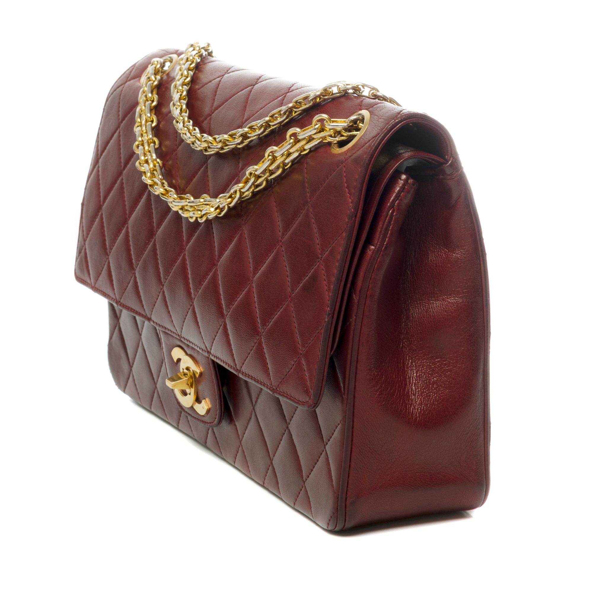Brown Chanel Timeless shoulder bag in burgundy quilted leather with gold hardware