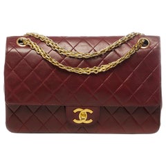 Chanel Timeless shoulder bag in burgundy quilted leather with gold hardware