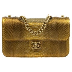 CHANEL Timeless Shoulder bag in Gold Exotic leathers