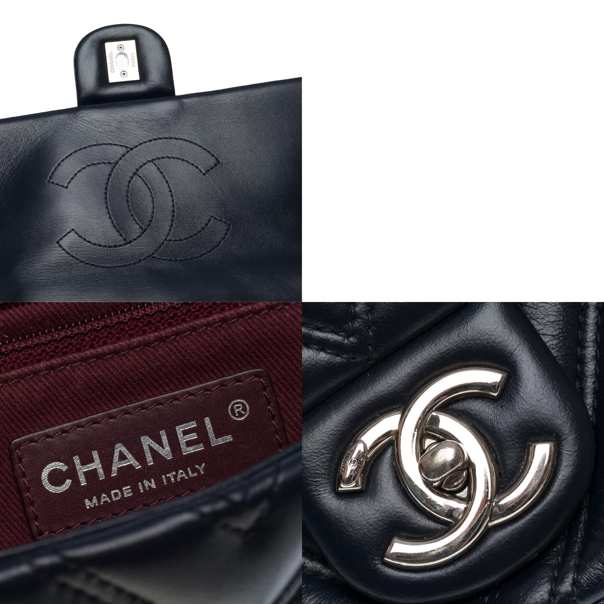 Chanel Timeless shoulder bag in Navy Blue Chevron leather , PHW For Sale 1