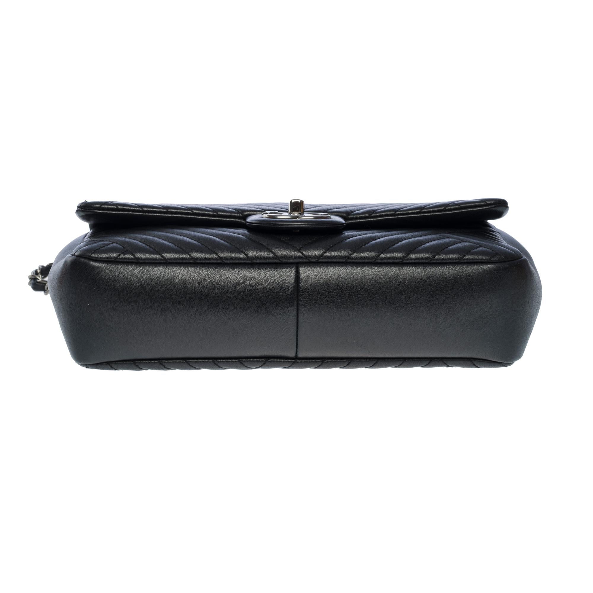 Chanel Timeless shoulder flap bag in black asymmetrical lambskin leather, RHW 6