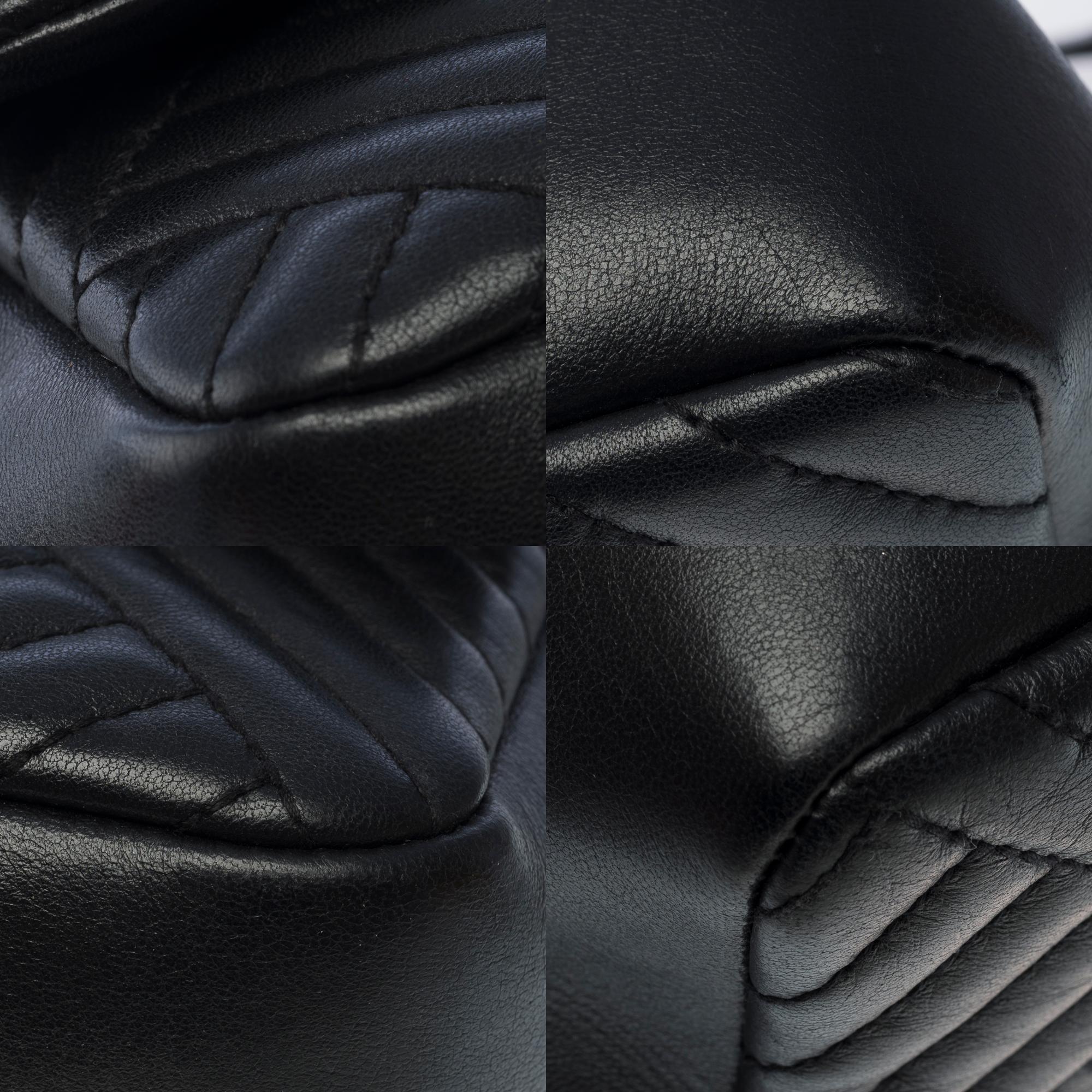 Chanel Timeless shoulder flap bag in black asymmetrical lambskin leather, RHW 7