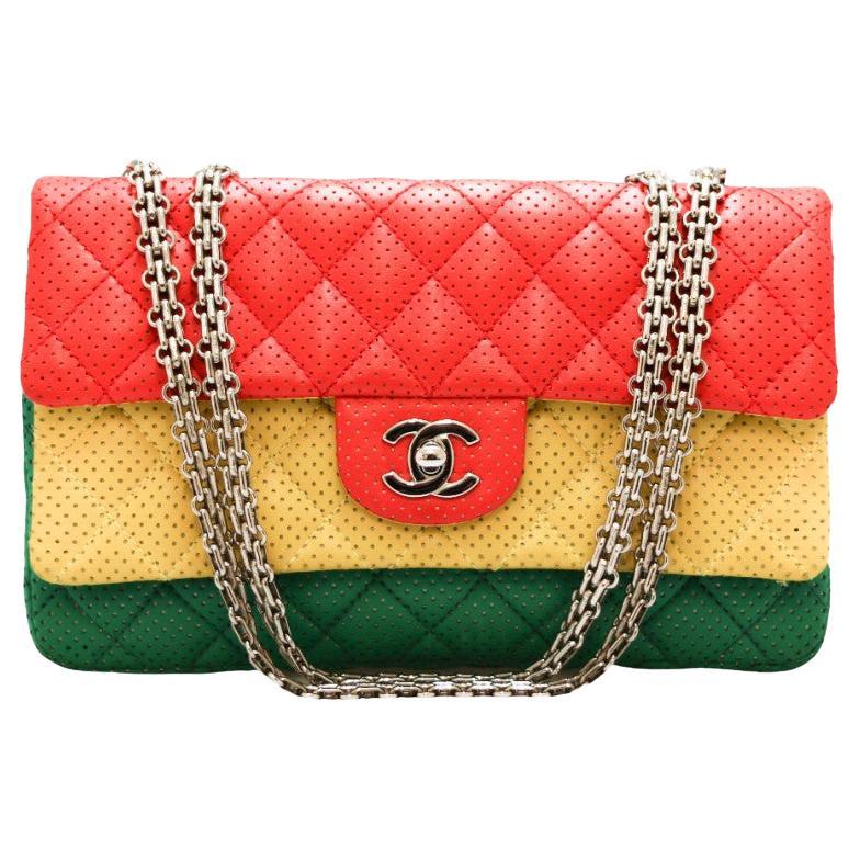 Chanel Timeless Tricolor Leather Bag For Sale