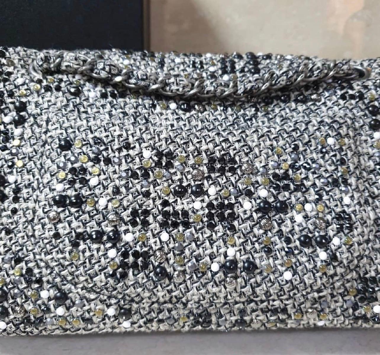 CHANEL Timeless Tweed Rhinestone Flap Bag Handbag 1
