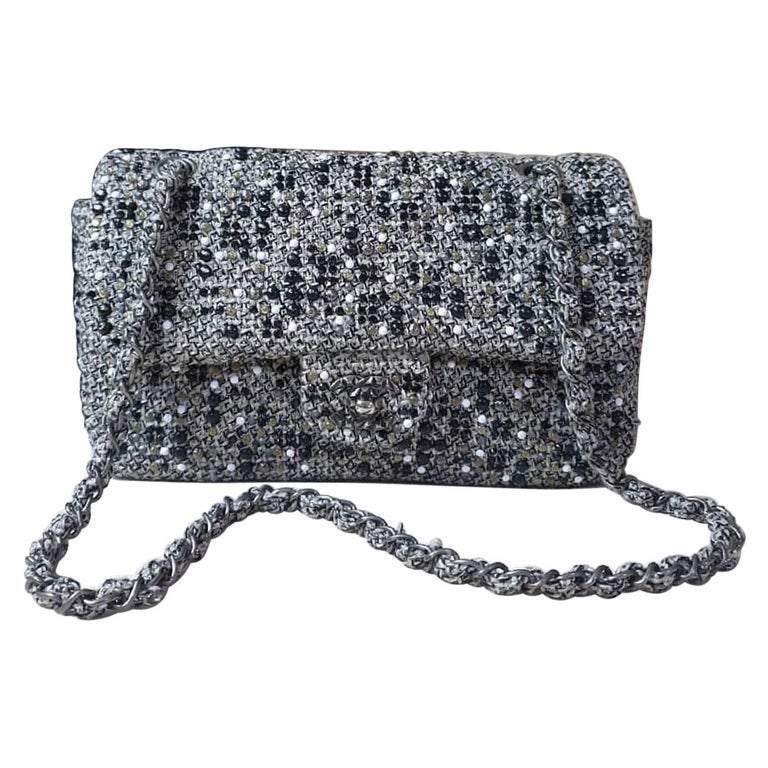 Chanel Style Tweed Embellished Flap Bag Keychain/Bag Charm