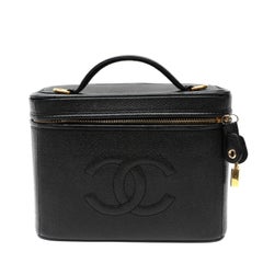 Chanel Timeless Vanity Case Black Caviar Leather w GH
