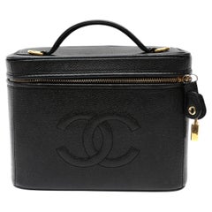 Chanel Timeless Vanity Case Black Caviar Leather w GH