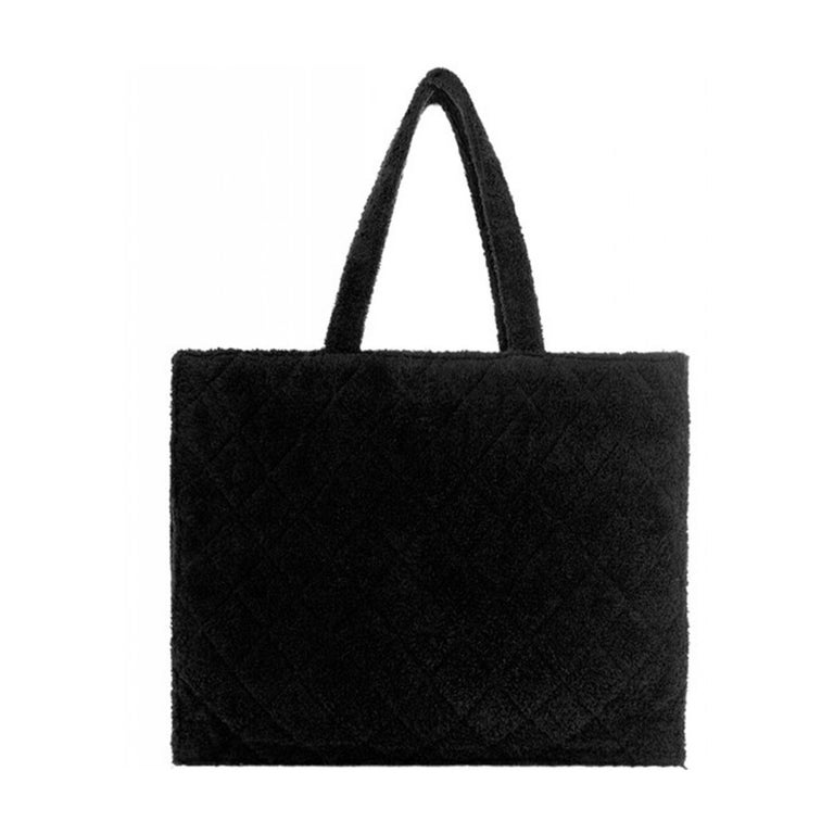 Chanel Timeless Vintage Cc Tote Towel Rare Piece Black Terry Cloth Beach Bag