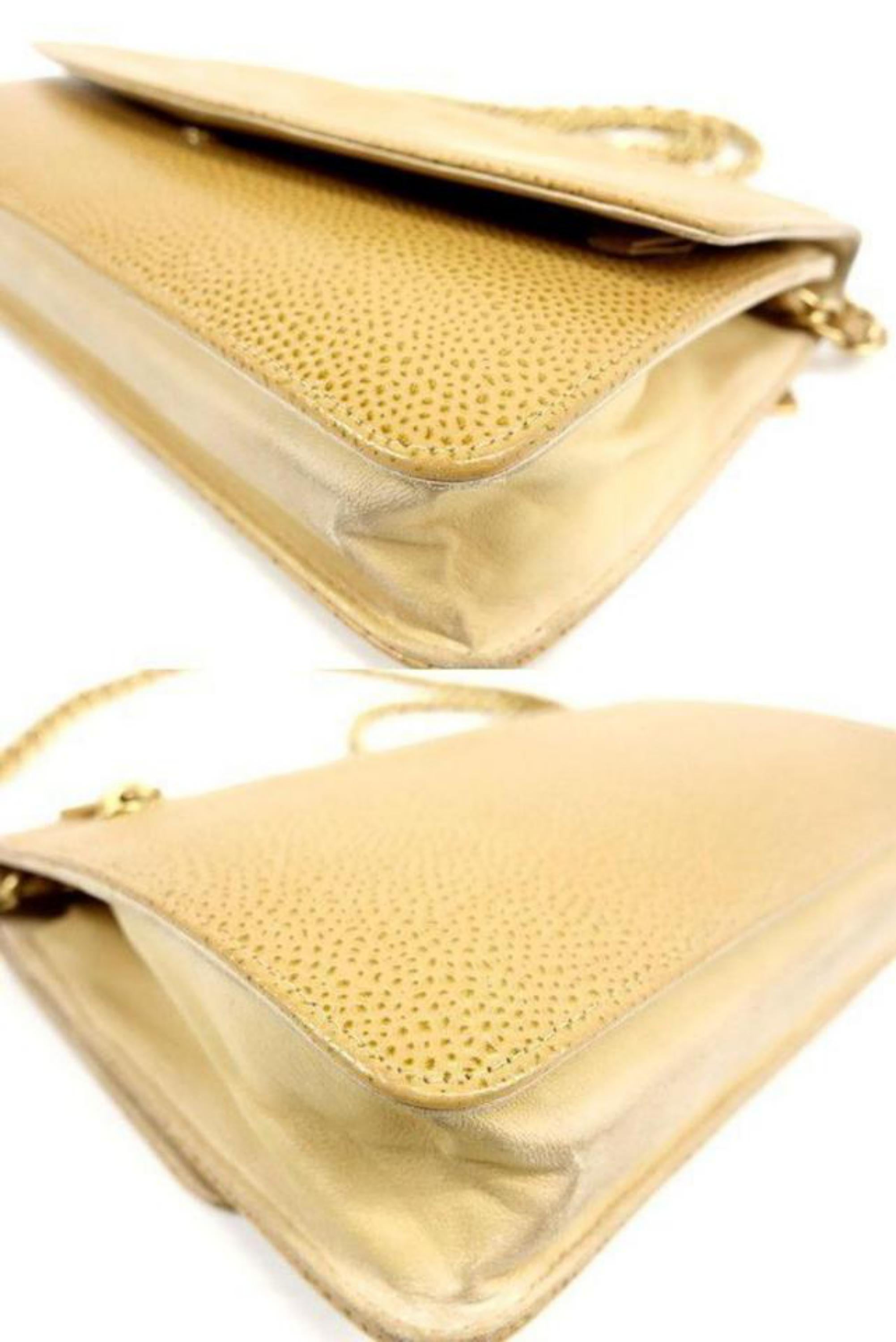 Chanel Timeless Wallet on Chain Caviar Cc Flap 233989 Beige Leather Cross Body B For Sale 6