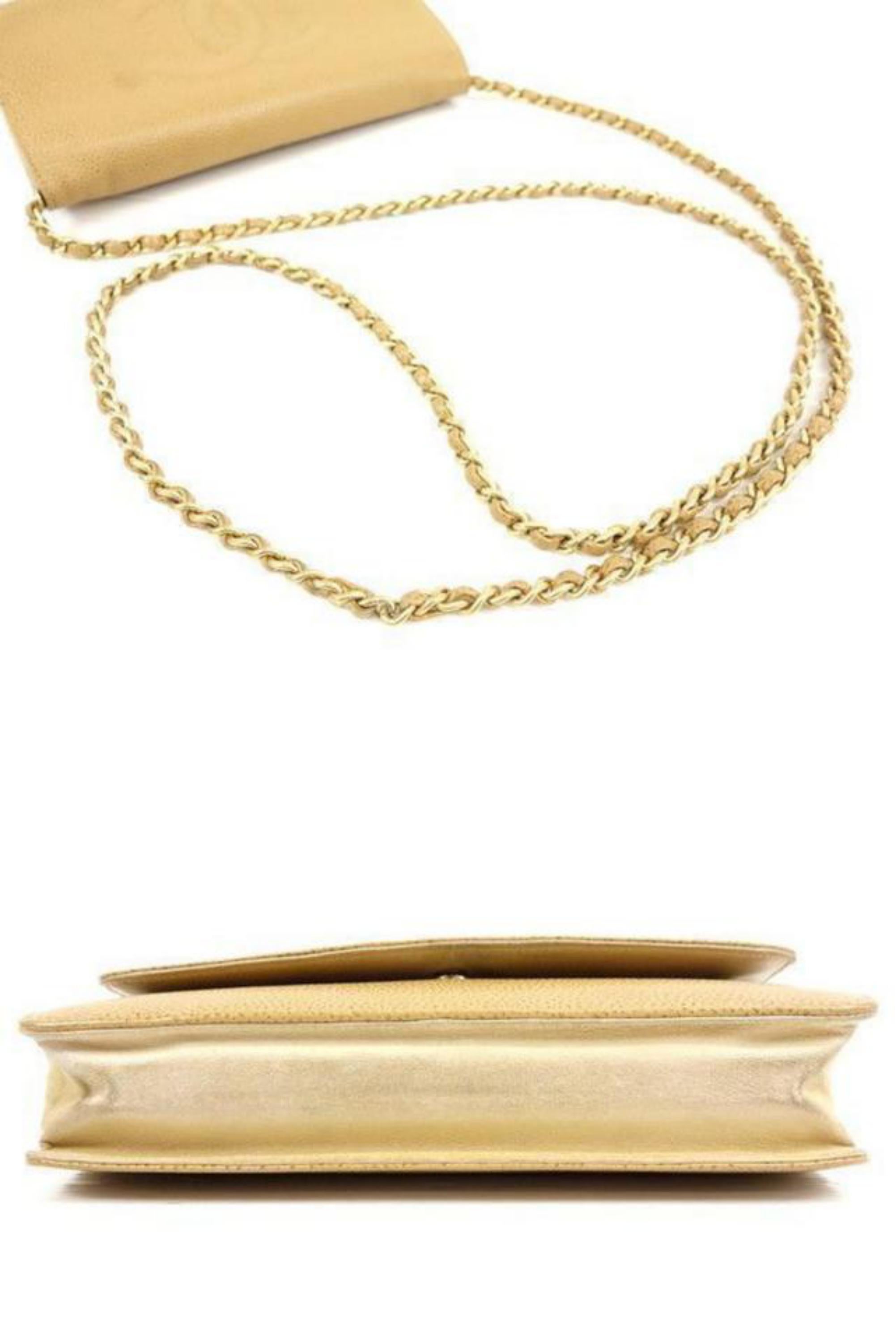 Chanel Timeless Wallet on Chain Caviar Cc Flap 233989 Beige Leather Cross Body B For Sale 4