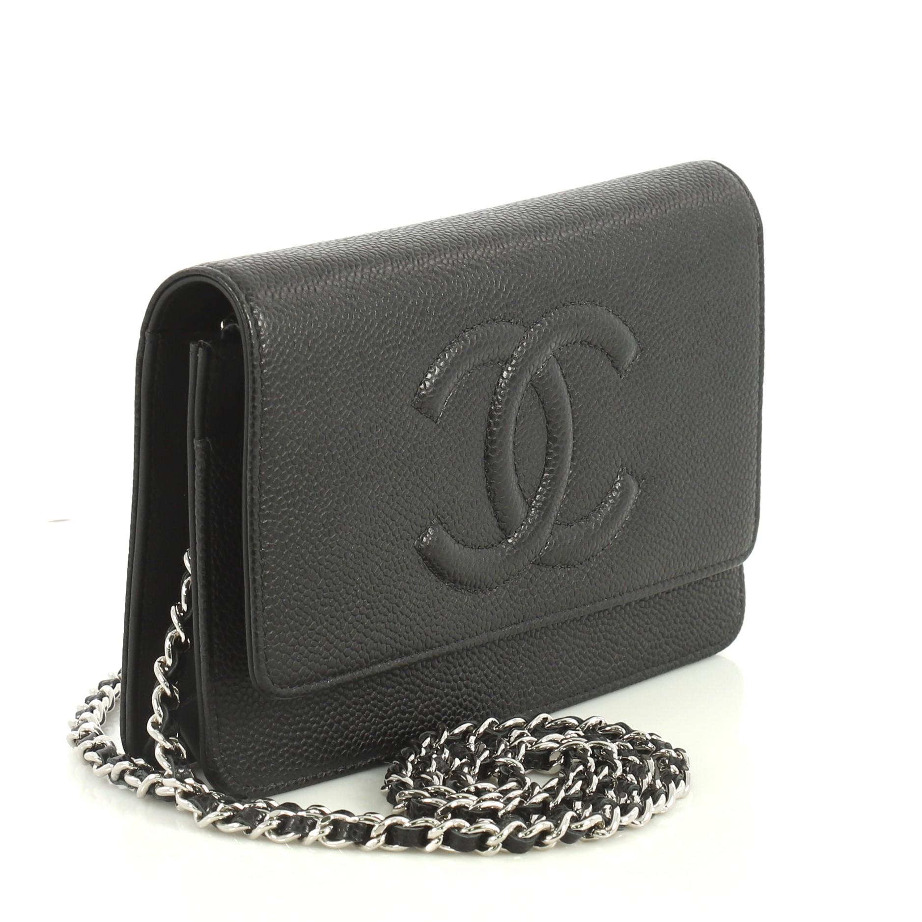 Black Chanel Timeless Wallet on Chain Caviar