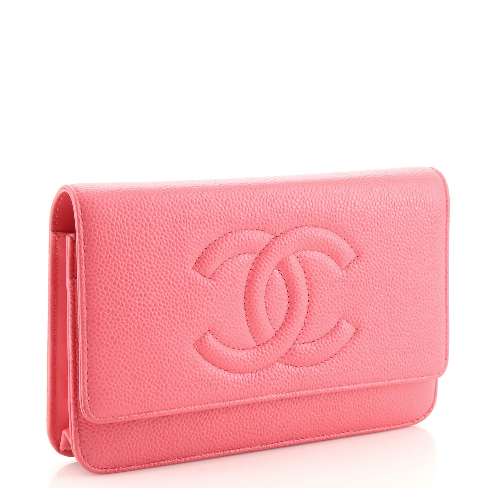Chanel Zeitloses Portemonnaie an Kette Kaviar (Pink)