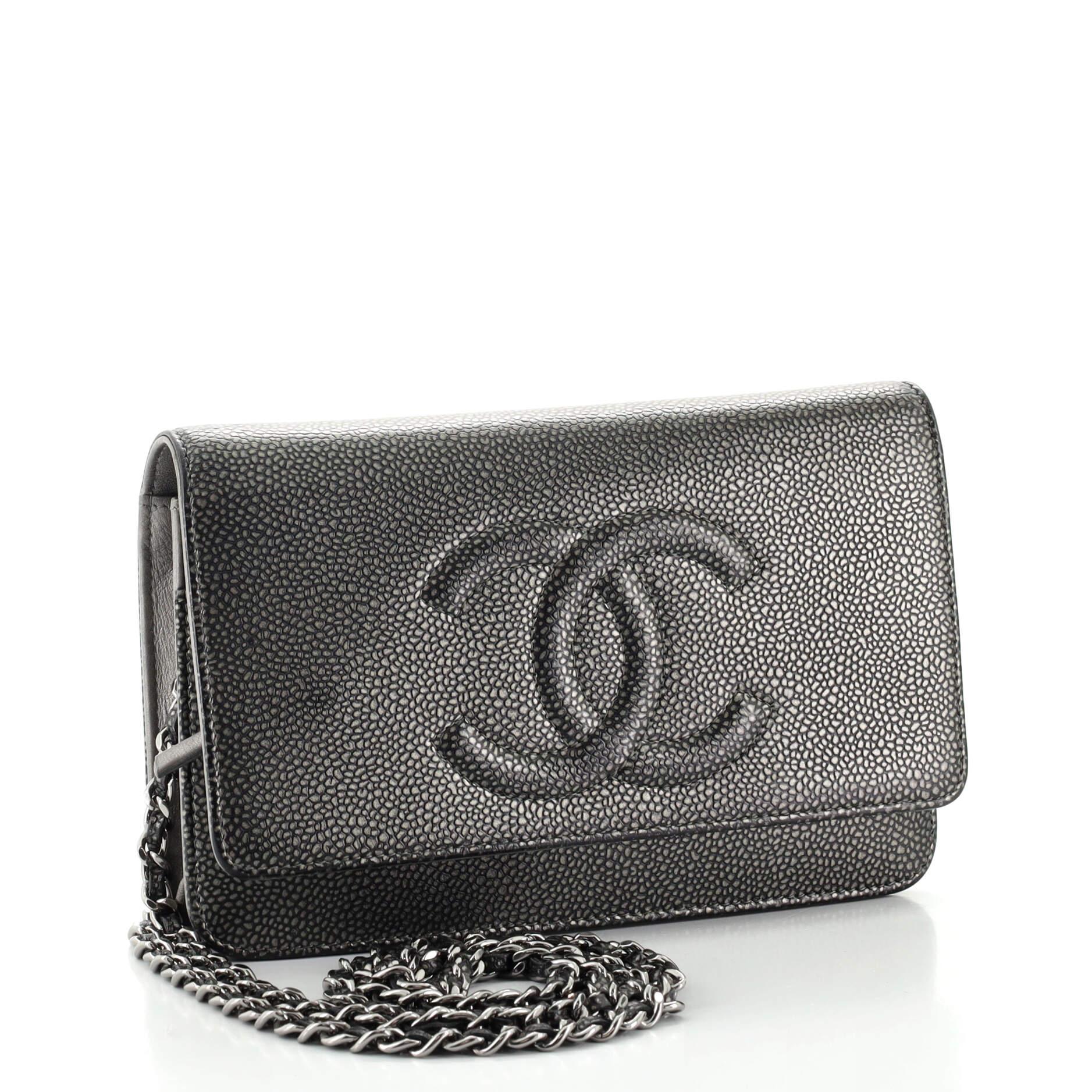 Black Chanel Timeless Wallet on Chain Caviar